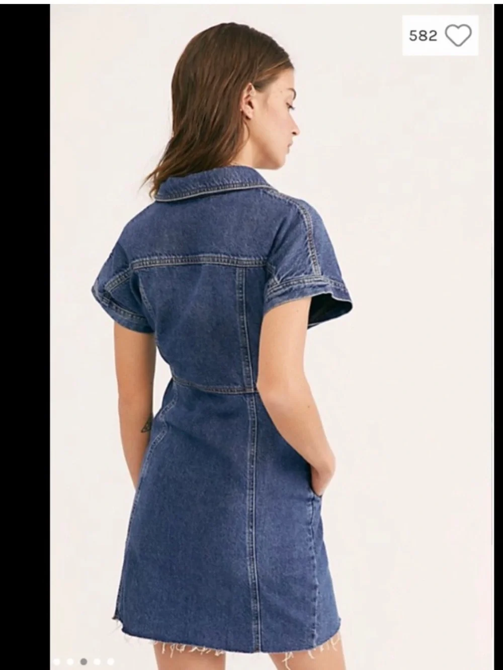 Free People The City Asymmetrical Denim Mini Dress Size XS